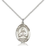 St. John Vianney Medal, Sterling Silver, Medium - 18&quot; 1.2mm Sterling Silver Chain + Clasp