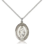 Miraculous Medal, Sterling Silver, Medium - 18&quot; 1.2mm Sterling Silver Chain + Clasp