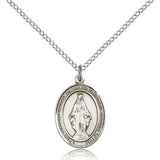 Miraculous Medal, Sterling Silver, Medium - 18&quot; 1.2mm Sterling Silver Chain + Clasp
