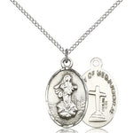 Our Lady of Medugorje Medal, Sterling Silver - 18&quot; 1.2mm Sterling Silver Chain + Clasp