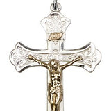 Crucifix Pendant, Two-Tone - 24&quot; 2.4mm Rhodium Plate Endless Chain