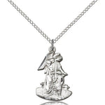 Guardian Angel Medal, Sterling Silver - 18&quot; 1.2mm Sterling Silver Chain + Clasp