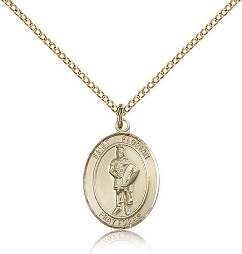 St. Florian Medal, Gold Filled, Medium - Gold-tone