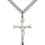 Maltese Crucifix Pendant, Sterling Silver - 24&quot; 2.4mm Rhodium Plate Endless Chain