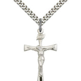 Maltese Crucifix Pendant, Sterling Silver - 24&quot; 2.4mm Rhodium Plate Endless Chain
