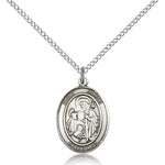 St. James the Greater Medal, Sterling Silver, Medium - 18&quot; 1.2mm Sterling Silver Chain + Clasp