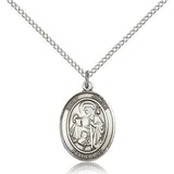 St. James the Greater Medal, Sterling Silver, Medium - 18&quot; 1.2mm Sterling Silver Chain + Clasp