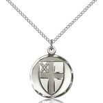 Episcopal Medal, Sterling Silver - 18&quot; 1.2mm Sterling Silver Chain + Clasp