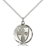 Episcopal Medal, Sterling Silver - 18&quot; 1.2mm Sterling Silver Chain + Clasp