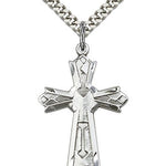 Mosaic Cross Pendant, Sterling Silver - 24&quot; 2.4mm Rhodium Plate Endless Chain