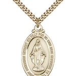 Miraculous Medal, Gold Filled - 24&quot; 2.4mm Gold Plated Endless Chain