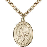 St. Gianna Medal, Gold Filled, Large - 24&quot; 2.4mm Gold Plated Chain + Clasp