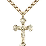 Crucifix Pendant, Gold Filled - 24&quot; 2.4mm Gold Plated Endless Chain