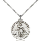 St. Joan of Arc Medal, Sterling Silver - 18&quot; 1.2mm Sterling Silver Chain + Clasp