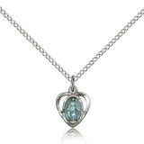 Miraculous Medal, Sterling Silver - 18&quot; 1.2mm Sterling Silver Chain + Clasp