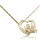 Heart Guardian Angel Medal, Gold Filled - Gold-tone