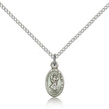 St. Christopher Medal, Sterling Silver - 18&quot; 1.2mm Sterling Silver Chain + Clasp