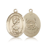St. Christopher Coast Guard Medal, 14 Karat Gold, Large - 14 KT Yellow Gold