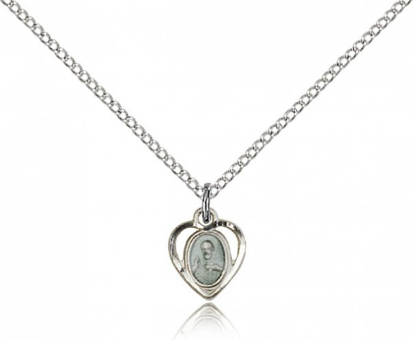 Scapular Medal, Sterling Silver - 18&quot; 1.2mm Sterling Silver Chain + Clasp