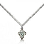 4 Way Cross Pendant, Sterling Silver - 18&quot; 1.2mm Sterling Silver Chain + Clasp