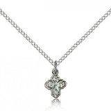 4 Way Cross Pendant, Sterling Silver - 18&quot; 1.2mm Sterling Silver Chain + Clasp
