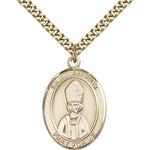 St. Anselm of Canterbury Medal, Gold Filled, Large - 24&quot; 2.4mm Gold Plated Chain + Clasp