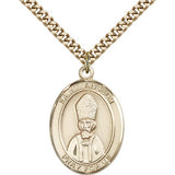 St. Anselm of Canterbury Medal, Gold Filled, Large - 24&quot; 2.4mm Gold Plated Chain + Clasp