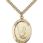 St. Sebastian Gymnastics Medal, Gold Filled, Large - 24&quot; 2.4mm Gold Plated Chain + Clasp