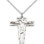 Primative Crucifix Pendant, Sterling Silver - 18&quot; 1.2mm Sterling Silver Chain + Clasp