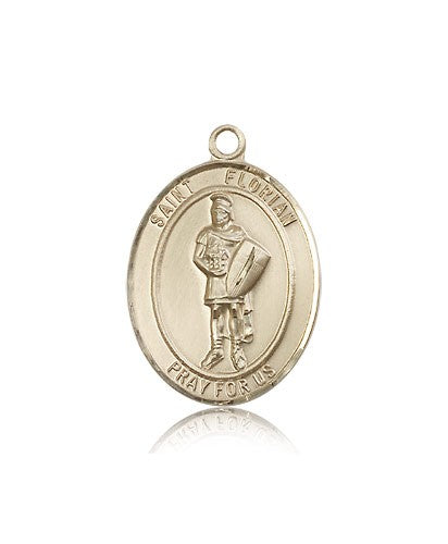 St. Florian Medal, 14 Karat Gold, Large - 14 KT Yellow Gold