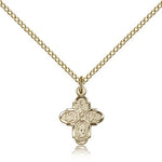 4 Way Cross Chalice Medal, Gold Filled - Gold-tone