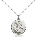 Holy Family Medal, Sterling Silver - 18&quot; 1.2mm Sterling Silver Chain + Clasp
