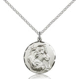 Holy Family Medal, Sterling Silver - 18&quot; 1.2mm Sterling Silver Chain + Clasp
