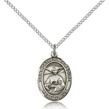 St. Catherine Laboure Medal, Sterling Silver, Medium - 18&quot; 1.2mm Sterling Silver Chain + Clasp