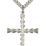 Cross Pendant, Sterling Silver - 24&quot; 2.4mm Rhodium Plate Endless Chain
