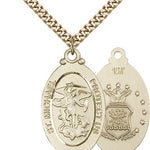 St. Michael Air Force Medal, Gold Filled - 24&quot; 2.4mm Gold Plated Endless Chain