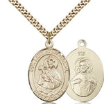 Our Lady of Mount Carmel Medal, Gold Filled, Large - 24&quot; 2.4mm Gold Plated Chain + Clasp
