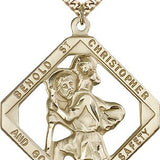 St. Christopher Medal, Gold Filled - 24&quot; 2.4mm Gold Plated Endless Chain