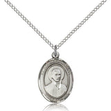 St. John Berchmans Medal, Sterling Silver, Medium - 18&quot; 1.2mm Sterling Silver Chain + Clasp