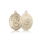 St. Michael Navy Medal, 14 Karat Gold, Medium - 14 KT Yellow Gold