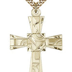 Mosaic Cross Pendant, Gold Filled - 24&quot; 2.4mm Gold Plated Endless Chain