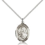 St. Theresa Medal, Sterling Silver, Medium - 18&quot; 1.2mm Sterling Silver Chain + Clasp