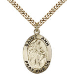St. Ann Medal, Gold Filled - 24&quot; 2.4mm Gold Plated Endless Chain
