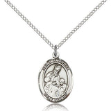 St. Ambrose Medal, Sterling Silver, Medium - 18&quot; 1.2mm Sterling Silver Chain + Clasp