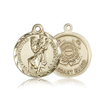 St. Christopher Coast Guard Medal, 14 Karat Gold - 14 KT Yellow Gold