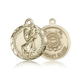 St. Christopher Coast Guard Medal, 14 Karat Gold - 14 KT Yellow Gold