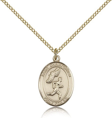 St. Christopher Track &amp; Field Medal, Gold Filled, Medium - Gold-tone