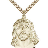 Ecce Homo Medal, Gold Filled - 24&quot; 2.4mm Gold Plated Endless Chain