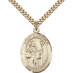 St. Augustine Medal, Gold Filled, Large - 24&quot; 2.4mm Gold Plated Chain + Clasp