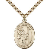 St. Augustine Medal, Gold Filled, Large - 24&quot; 2.4mm Gold Plated Chain + Clasp